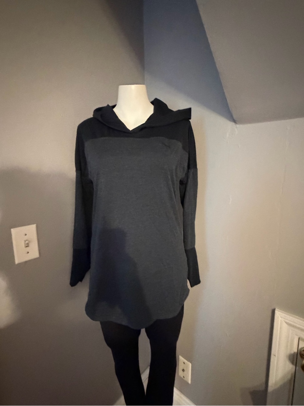 Puma Women's Dark Charcoal and Black Hooded Pullover